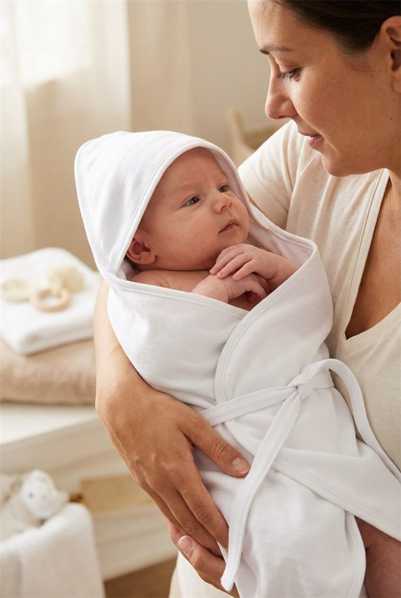 Muslin Hooded Bathrobe with Belt
